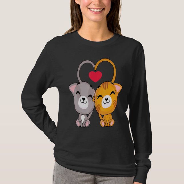 Cat Heart Valentines day Cute Kitten Kattunge V Da T Shirt (Framsida)