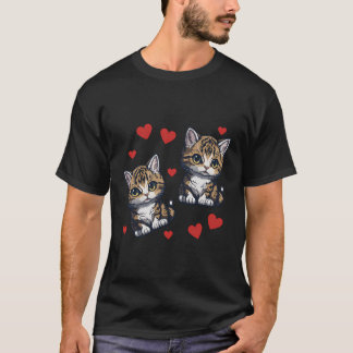 Cat Hearts Shirt Kärlek Kittens Women's Girls Cat T Shirt
