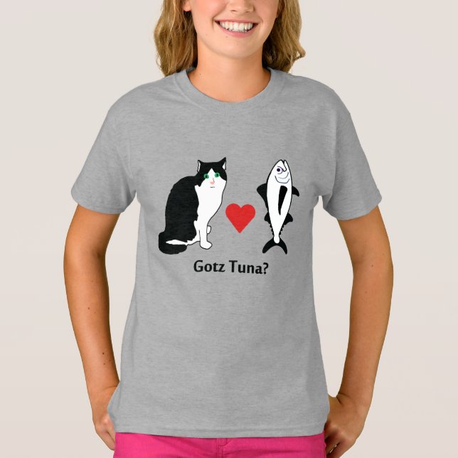 Cat Hearts Tuna Fish, Cat Joke T Shirt (Framsida)