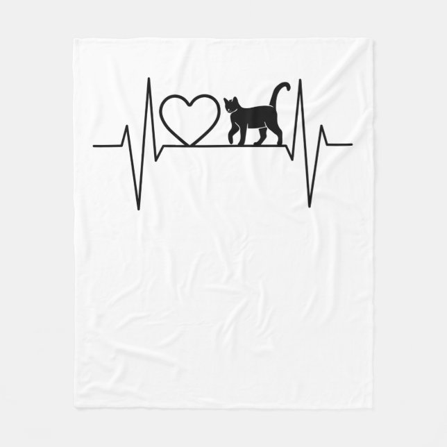 Cat Heartslag Fleecefilt (Framsidan)