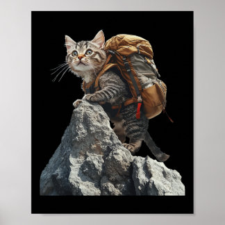 Cat Hiking Men Women Kids Poster