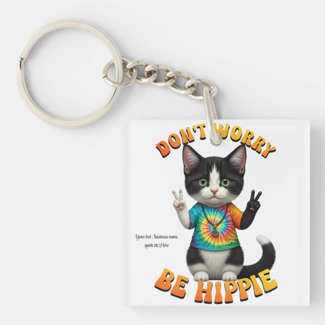Cat Hippie Boho Peace Groovy Personalize Anpassnin (Framsidan)