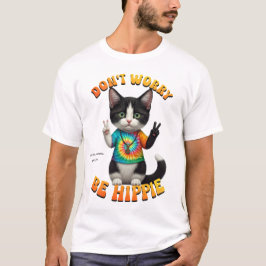 Cat Hippie Boho Peace Groovy Personalize Anpassnin T Shirt