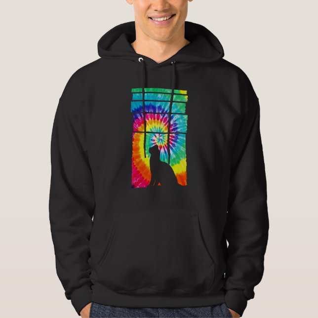 Cat Hippie Tie Dye Cat   Hoodie (Framsida)