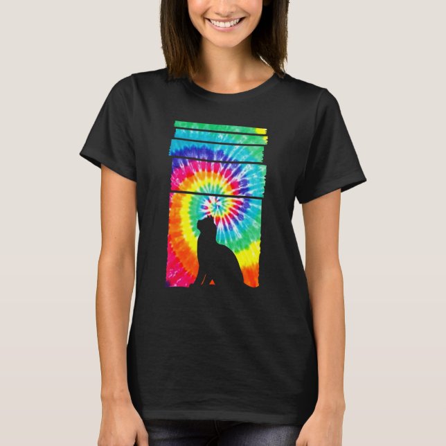 Cat Hippie Tie Dye Cat   T Shirt (Framsida)