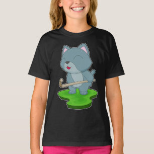 Cat Hockey Hockey stick Sports T Shirt