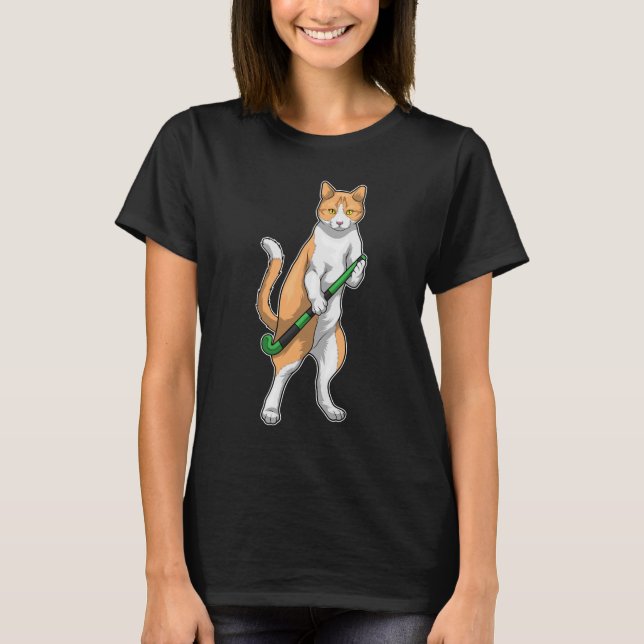 Cat Hockey Hockey stick T Shirt (Framsida)