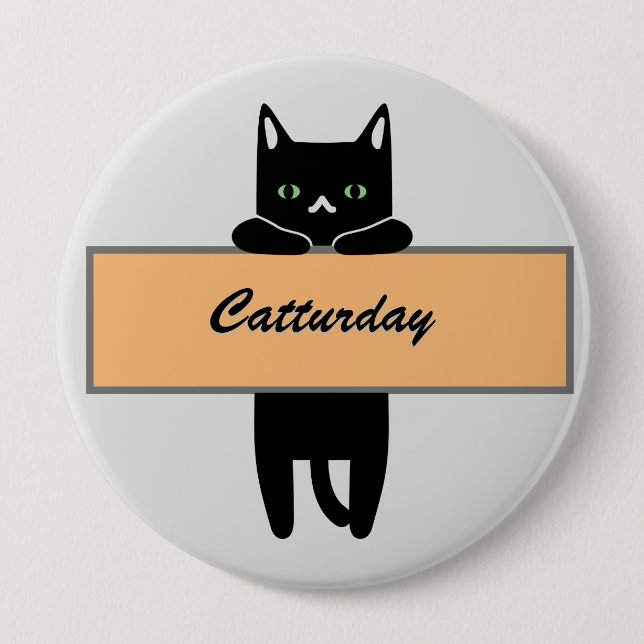 Cat holding a sign Button Badge Knapp (Framsida)