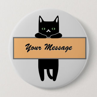 Cat holding a sign with your message Button Badge Knapp