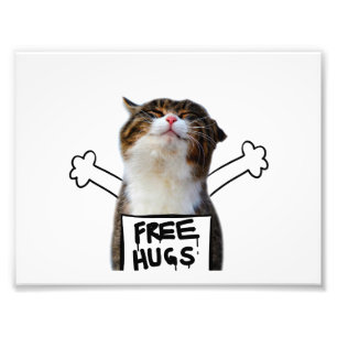 Cat Holding Free Hugs-tecken Fototryck