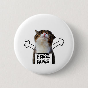 Cat Holding Free Hugs-tecken Knapp