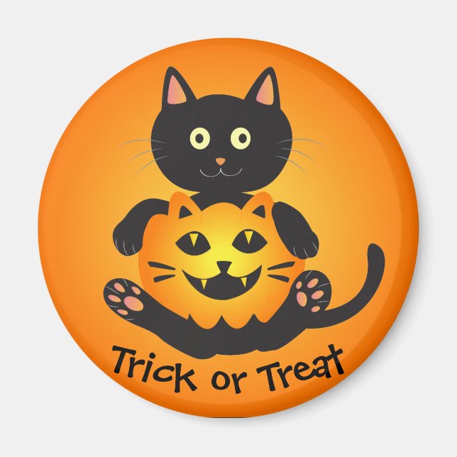 Cat Holding Jack-o'-Lantern Magnet (Framsidan)