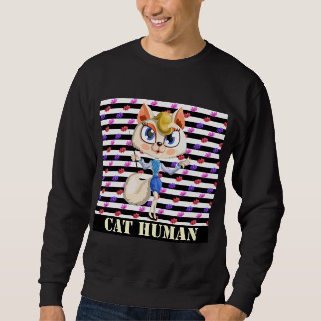 Cat Human Lång Ärmad Tröja (Framsida)
