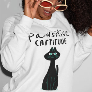 Cat Humor Pun Pawsitive Cattige Roligt Quote T Shirt