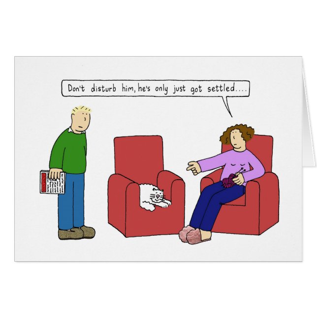 Cat Humor Tecknad Hälsningskort (Framsidan Horizontal)