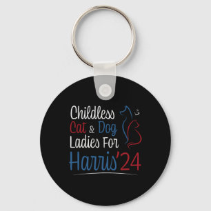 Cat Hund Dam Shirt for Kamala Harris 2024 Nyckelring