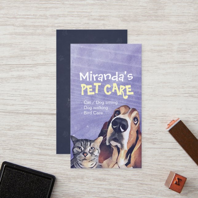 Cat Hund Djuromsorg Grooming Sitta Slår Lojalitetskort (Fram/Back In Situ)