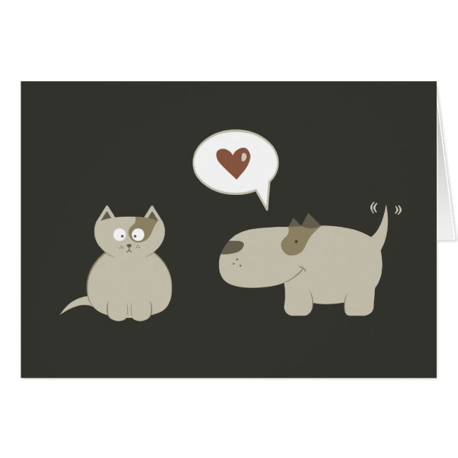 Cat Hund Funny Kärlek vid första ögonkastet OBS Kort (Framsidan Horizontal)
