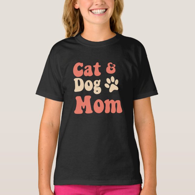 Cat Hund Mamma T Shirt (Framsida)