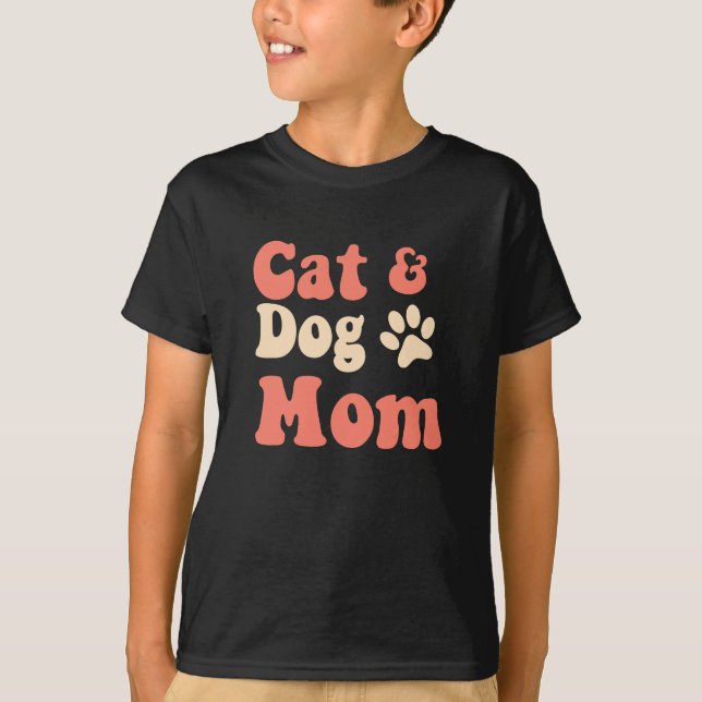 Cat Hund Mamma T Shirt (Framsida)