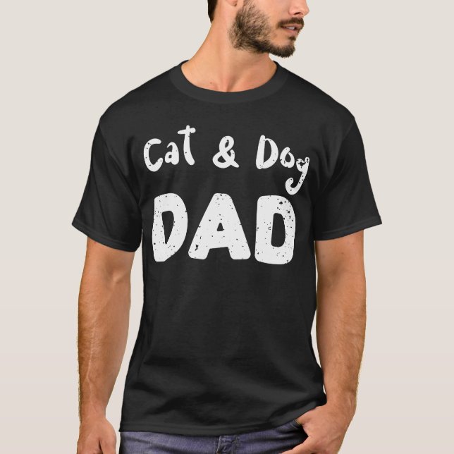 Cat Hund Pappa Hundar lustig T Shirt (Framsida)
