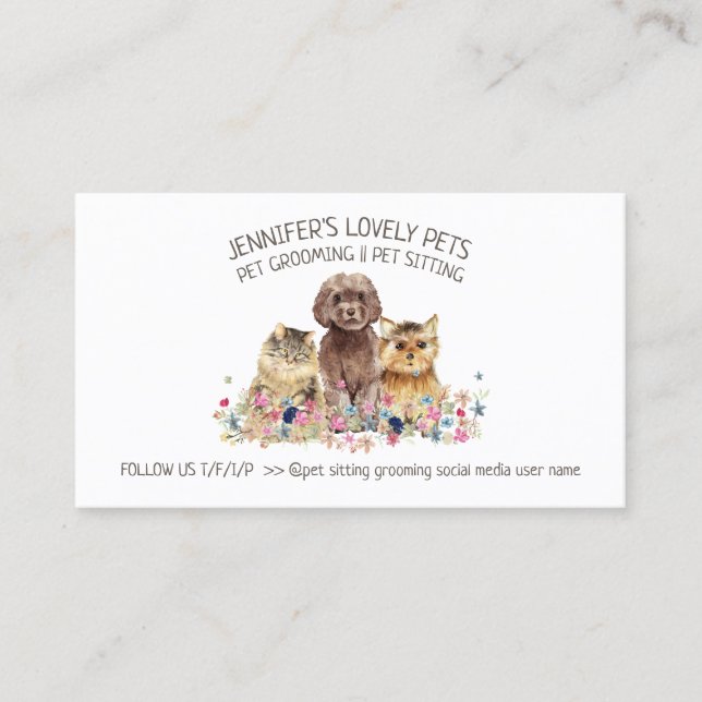 Cat Hund Pet All in One Visitkort (Framsida)