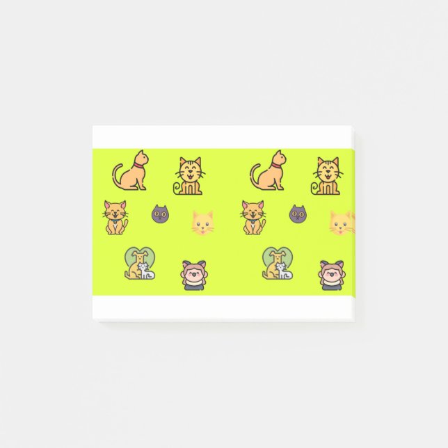 Cat Hund Pets Tass Päls Mönster Young Fluffy Post-it Block (Framsida)