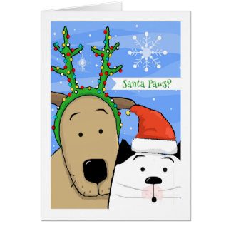 Cat Hund Reindeer Antlers och Santa Tassar Hälsningskort