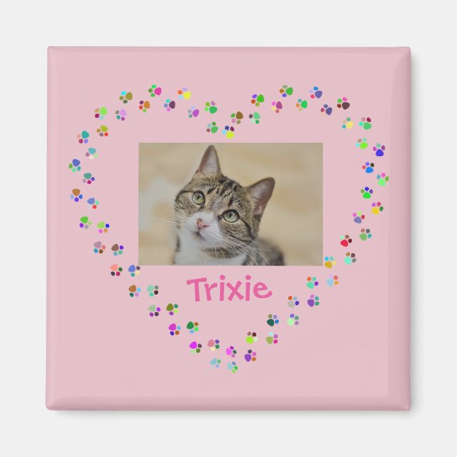 Cat Hund Tass avtryck Personlig Photo Magnet (Framsidan)
