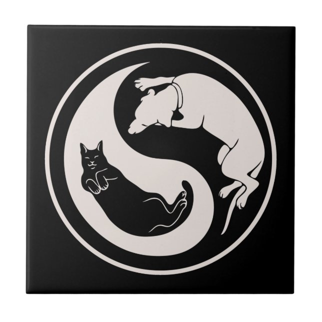 Cat-Hund Yin-Yang Kakelplatta (Framsidan)