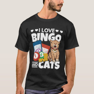 Cat I Kärlek Bingo och Cats Gambling Bingo Player  T Shirt