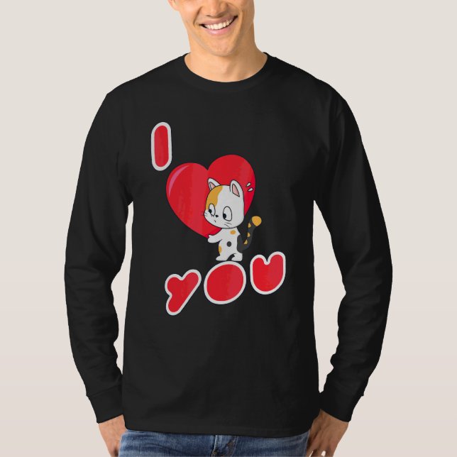 Cat I Kärlek Du Kitten T Shirt (Framsida)