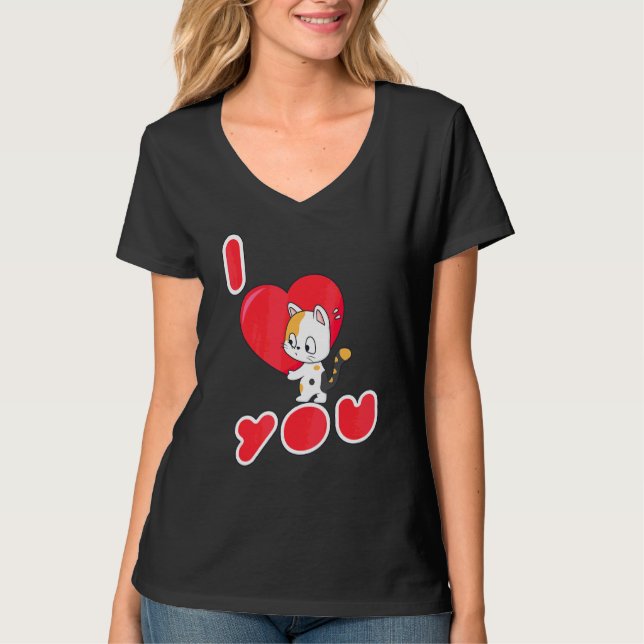 Cat I Kärlek Du Kitten T Shirt (Framsida)