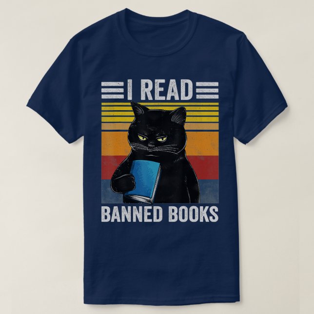 Cat I Läs Bo Bannad Bokar Funny Bookworms Reading  T Shirt (Design framsida)