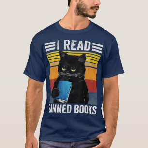 Cat I Läs Bo Bannad Bokar Funny Bookworms Reading T Shirt