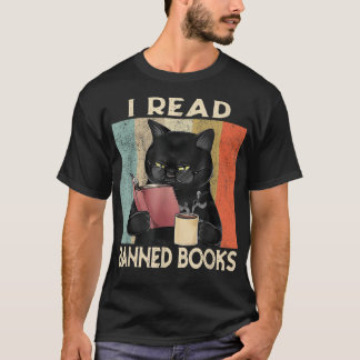 Cat I Läs Bo Bannad Bokar Funny Bookworms Reading  T Shirt