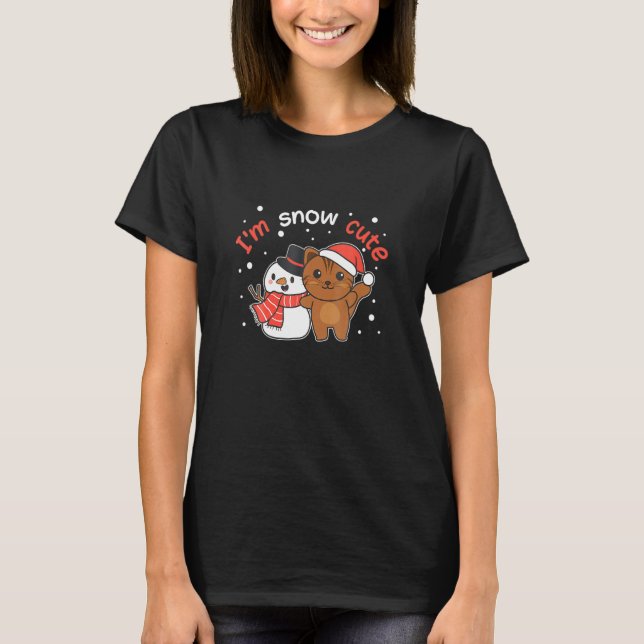 Cat I M Snow Cute Snowman Snow Pun T Shirt (Framsida)