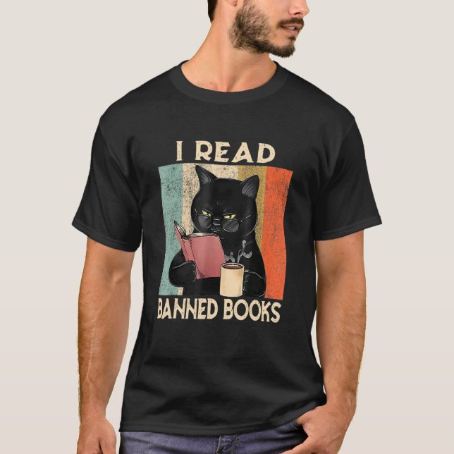 Cat I Read Banned Books  Bookworms Reading Book 1 T Shirt (Framsida)