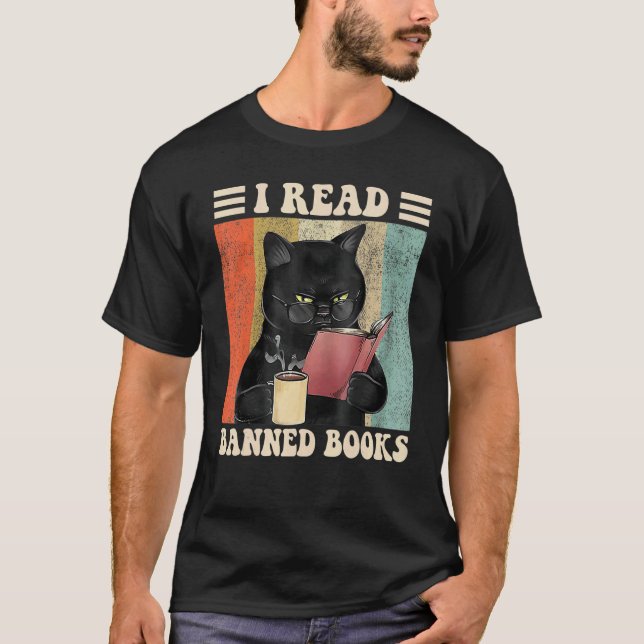 Cat I Read Banned Books  Bookworms Reading Book 3 T Shirt (Framsida)