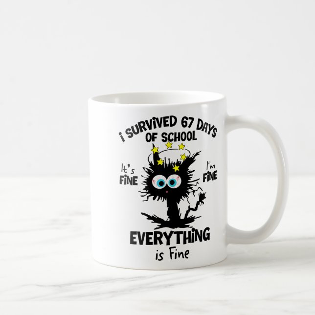 Cat I Survived 67 Days Of School Teachers Students Kaffemugg (Höger)