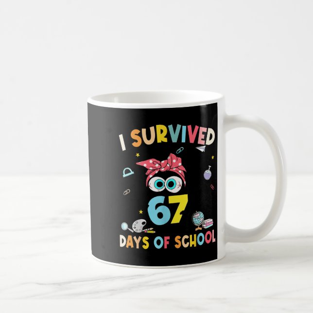 Cat I Survived 67 Days Of School Teachers Students Kaffemugg (Höger)