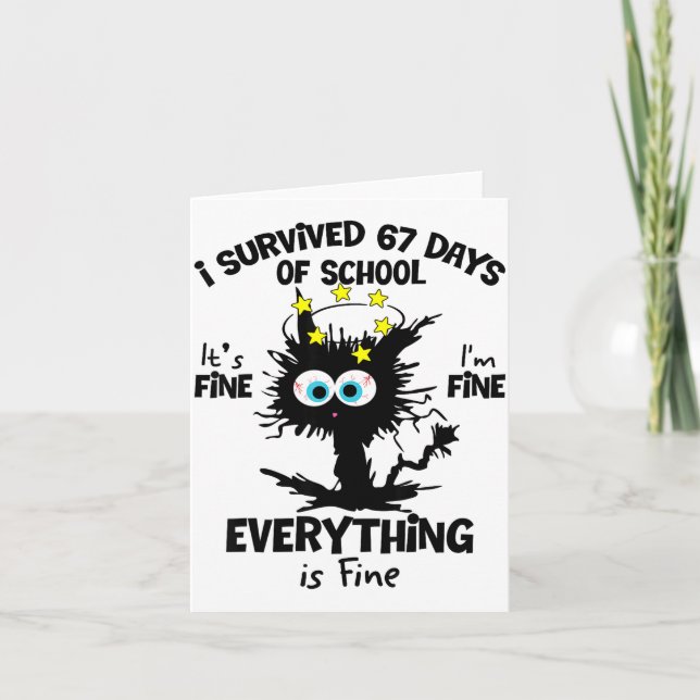 Cat I Survived 67 Days Of School Teachers Students Kort (Framsida)