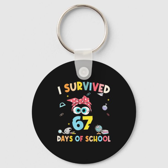 Cat I Survived 67 Days Of School Teachers Students Nyckelring (Framsida)