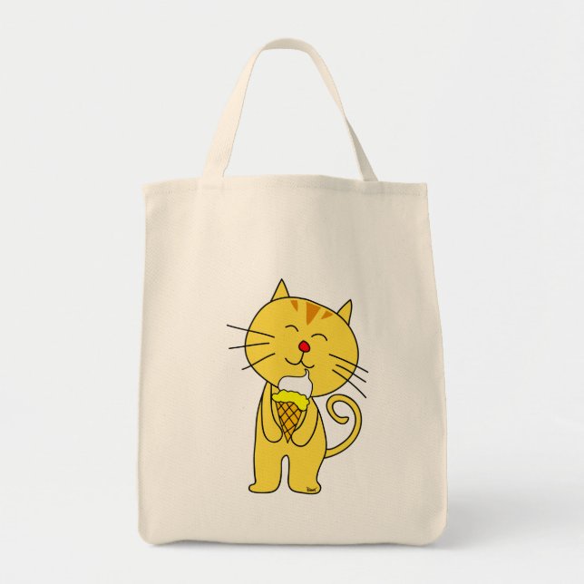 Cat Ice Cream Cone Livsmedel Tote Tygkasse (Framsidan)