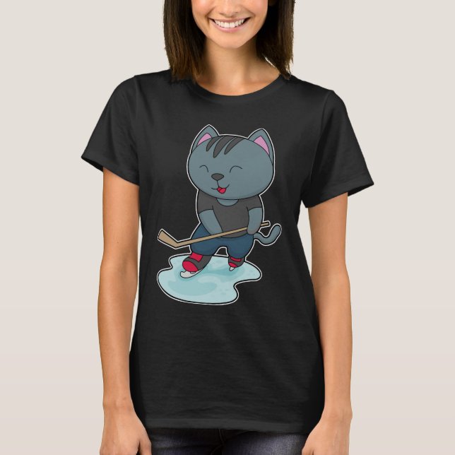 Cat Ice Hockey Ice hockey-klubba T Shirt (Framsida)