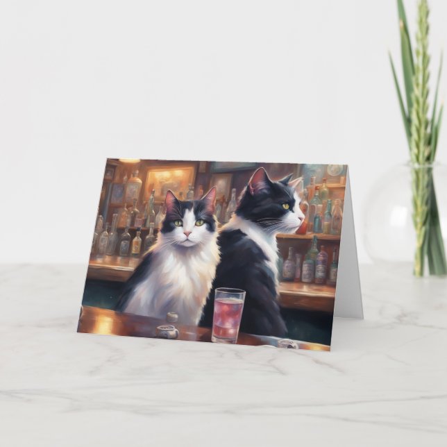 Cat ignoring each other Happy Hour bar Kort (Framsida)