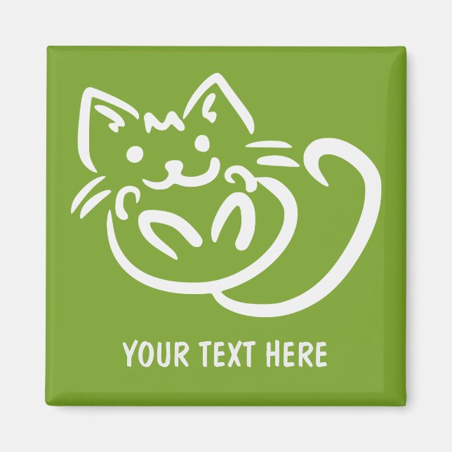 Cat Illustration anpassningsbar färg magnet (Framsidan)