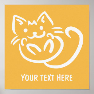 Cat Illustration anpassningsbar färg poster