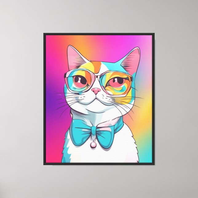 Cat Illustration Clipart Canvastryck (Framsida)