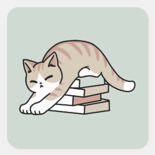 Cat Illustration från bok Älskare - Uppskurna och Fyrkantigt Klistermärke